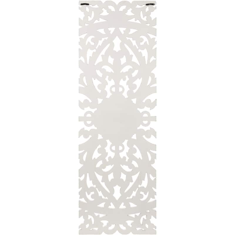 Luzie Floral Hand Carved Antique White Wooden 48x48-inch 3-Panel Wall Art