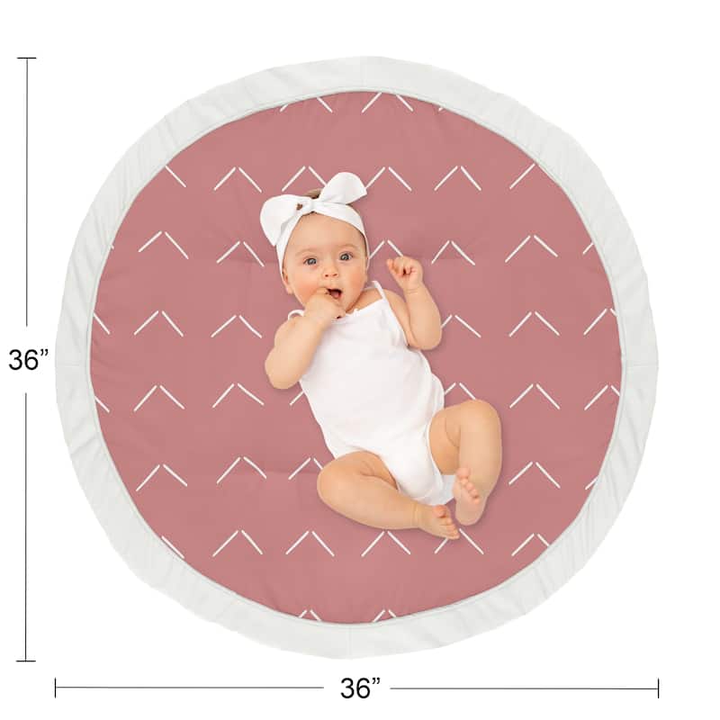 Sweet Jojo Designs Mauve Pink Boho Arrow Girl Baby Tummy Time Playmat Dark Rose Ivory Modern Bohemian Farmhouse Shabby Chic