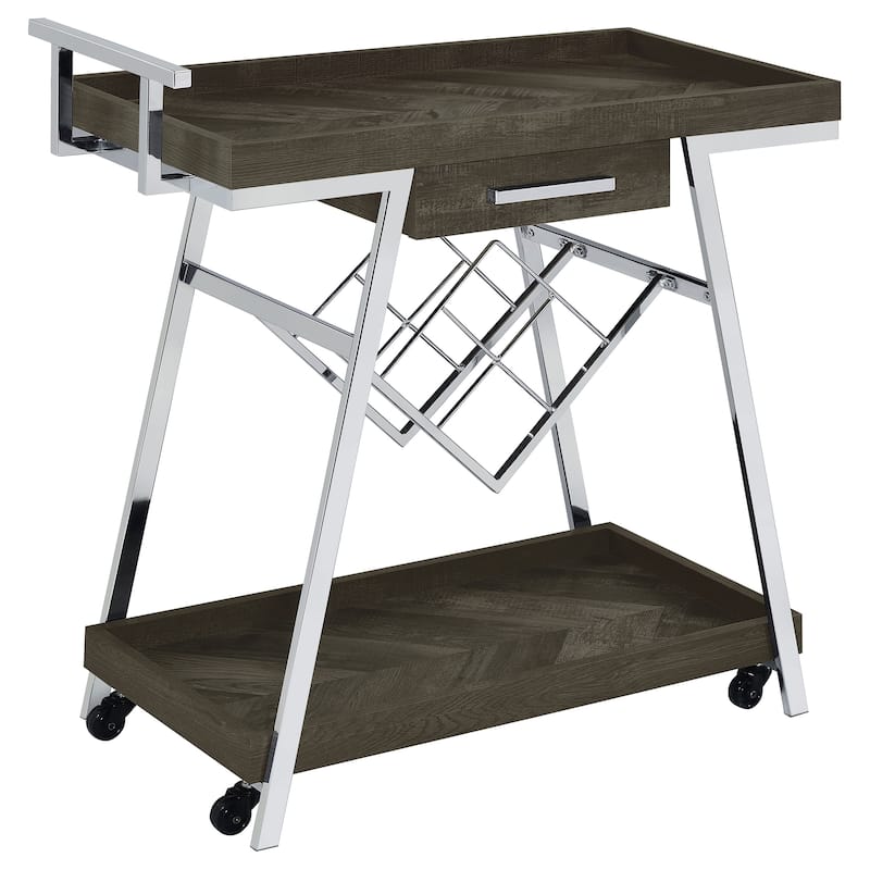 Kinney 1-drawer Engineered Wood Bar Cart - Rustic Grey