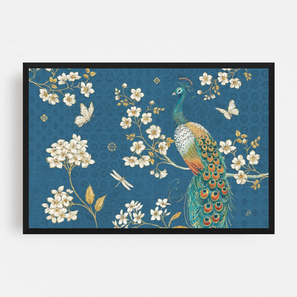 Animals Birds Flowers Peacock Framed Wall Art Print
