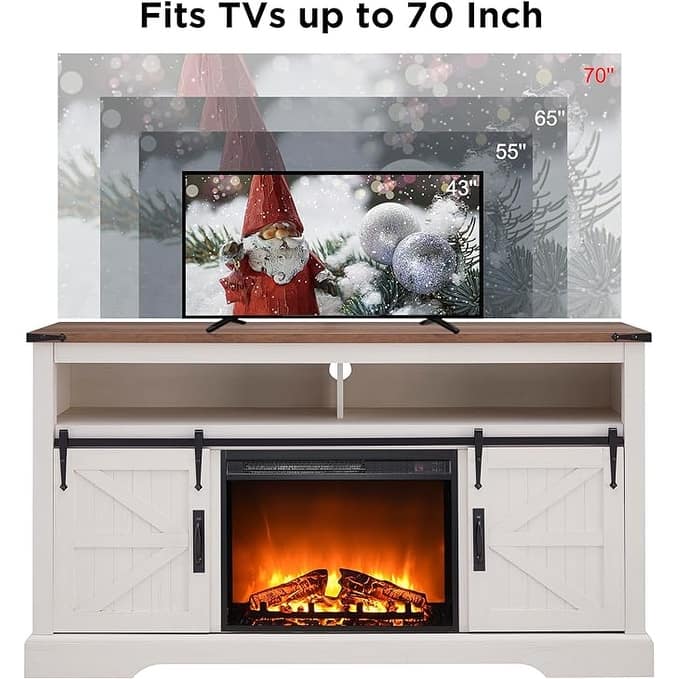 Farmhouse Fireplace TV Stand, Entertainment Center, Media Console
