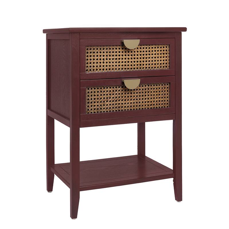 2-Drawer Nightstand Bed Side Table with Storage Cabinet End Table shelf Wood Side Table