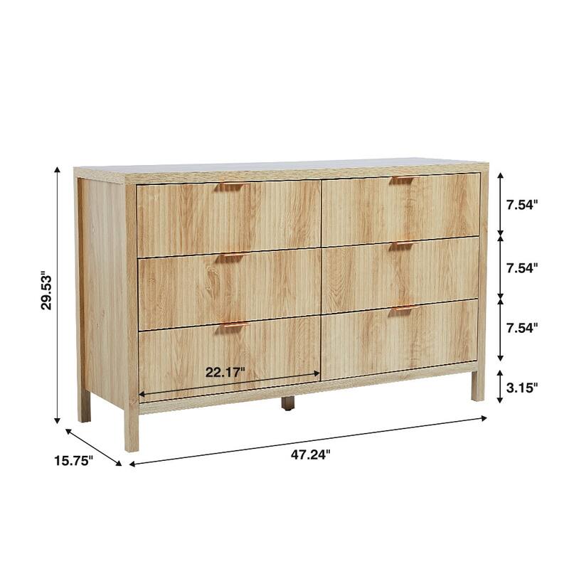 Wooden 6 Drawer Storage Dresser Cabinet/Chest of Drawers