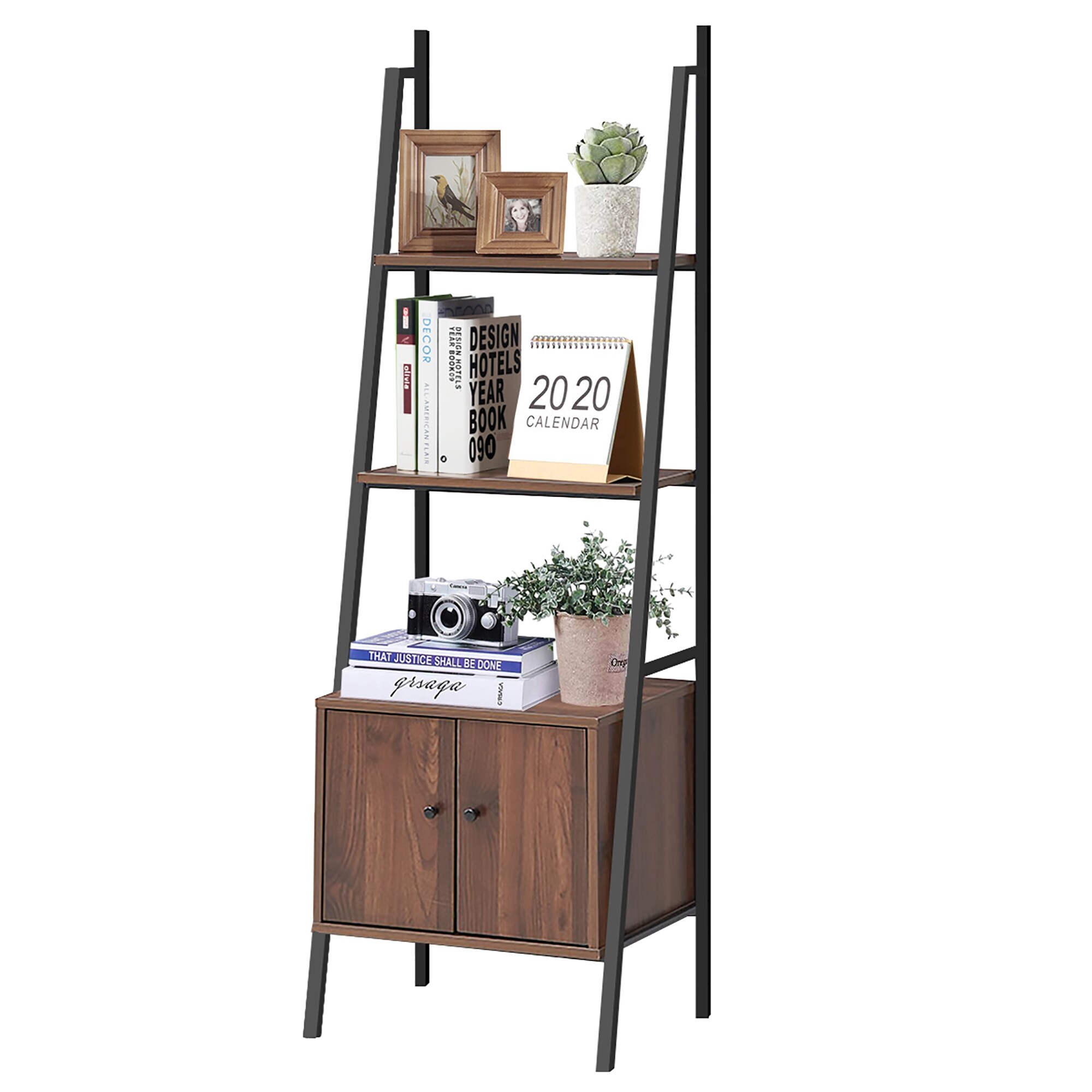 Shop Costway Ladder Shelf 3 Tier Bookcase Metal Frame Bookshelf W Storage See Details On Sale Overstock 31784576