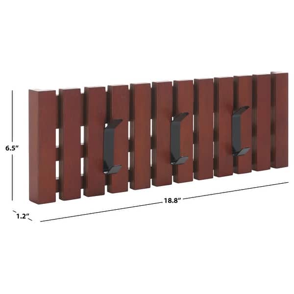 dimension image slide 4 of 12, SAFAVIEH Cato 3-Hook Wall Mounted Coat Rack - 19" W x 1" D x 7" H