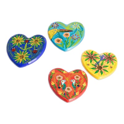 Novica Handmade Hearts Ceramic Magnets (Set Of 4)