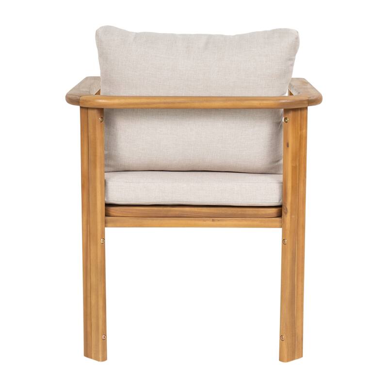 Scott Living Kaja Outdoor Solid Acacia Wood Dining Chair with Cushioned Seating (Set of 2)