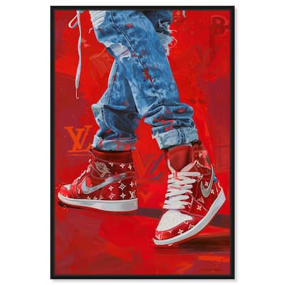 Bold Red Glam Sneakers Canvas by Art Remedy