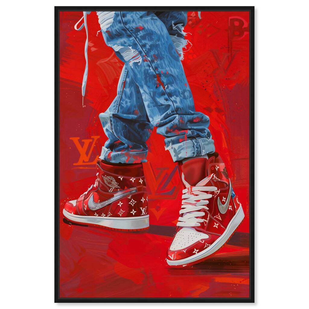 Bold Red Glam Sneakers Canvas by Art Remedy