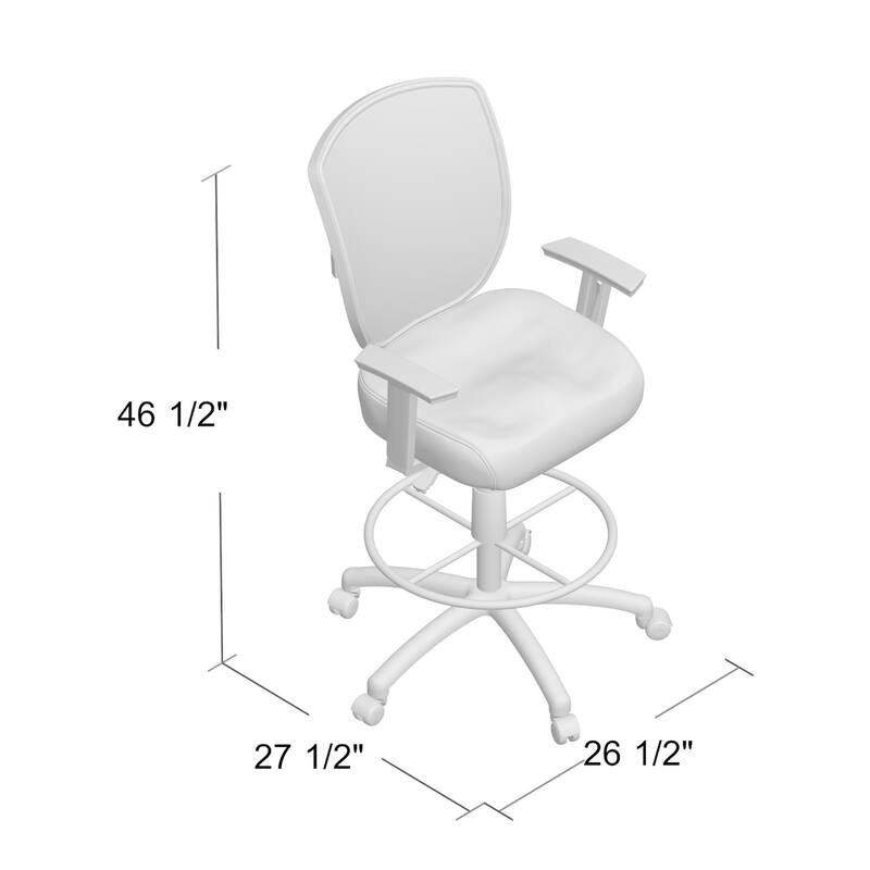 Mea Drafting Stool Chair, Adjustable Arms, Black Mesh, Chrome Footring