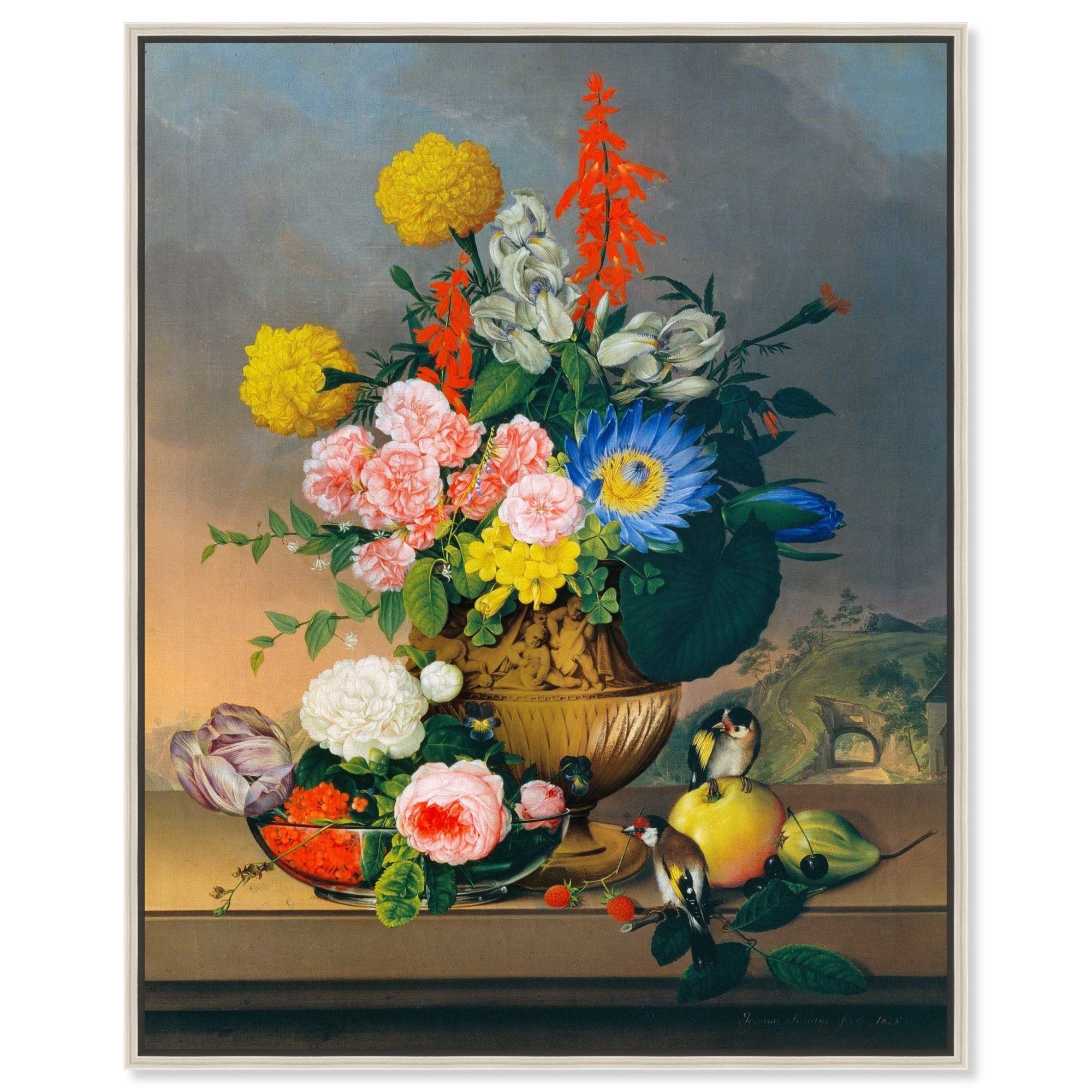 Still Life With Bouquet Bronze Canvas Farmhouse Wall Art by Art Remedy