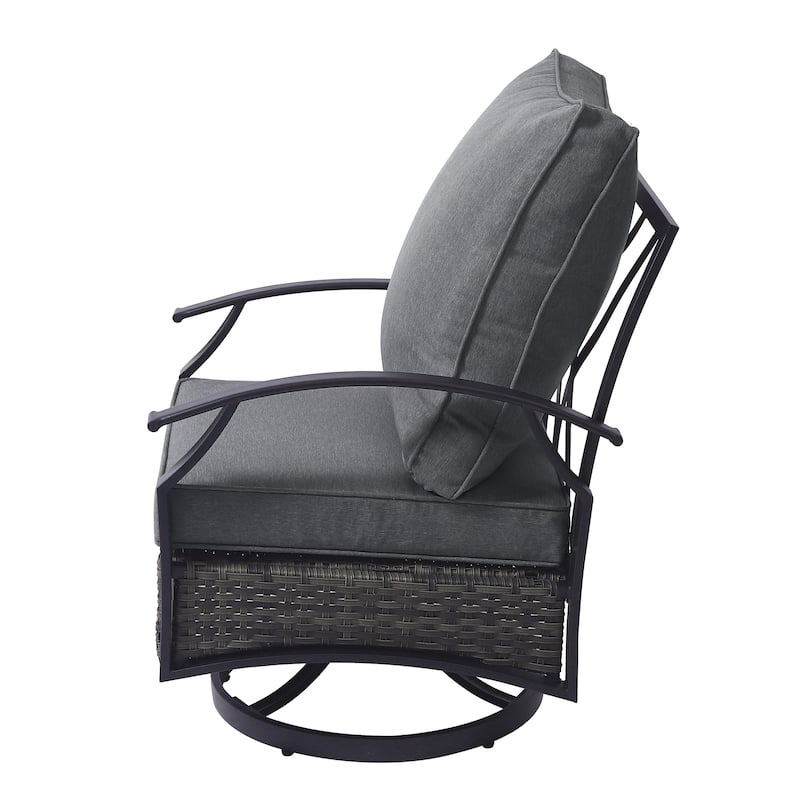 3 Piece Patio 25" W Swivel Chair Seating Group with Cushions