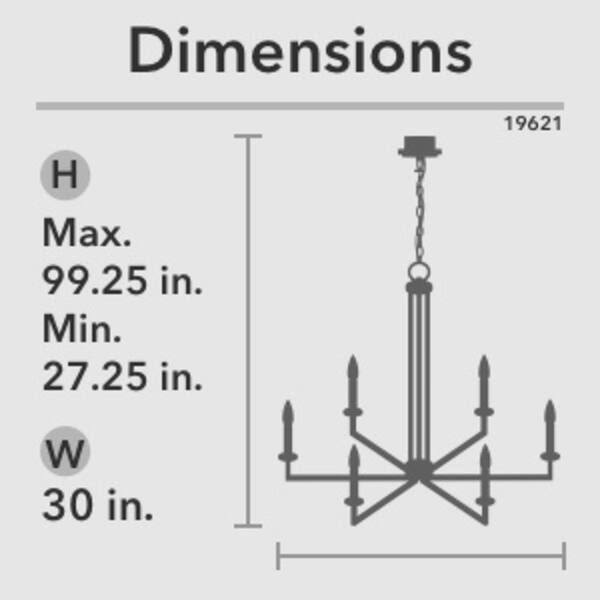 dimension image slide 4 of 7, Hunter Bearden Chandelier - Entry, Dining Room, Kitchen Island - Transitional, Industrial, Contemporary, Candle