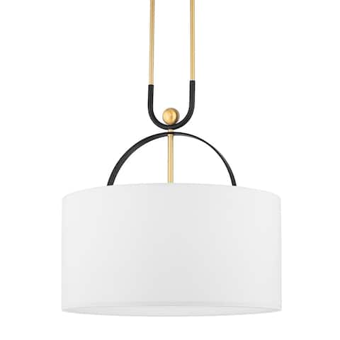 Campbell Hall 3 Light Pendant - Aged Brass/Black Brass Combo