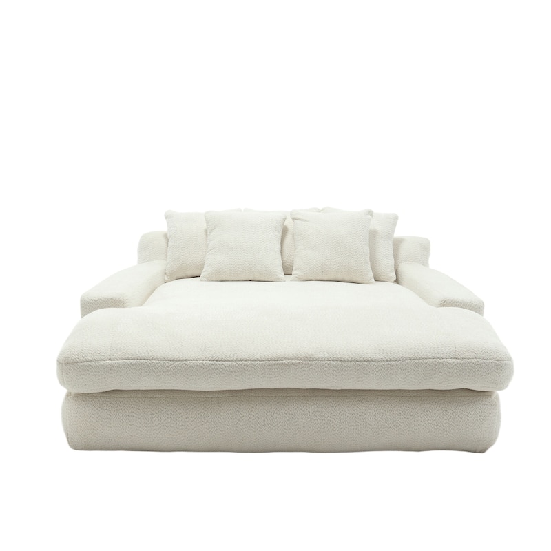 Chenille 2 Seater Sofa Bed for Home Theater, 66.93 Inch Wide Upholstered Lovesleeper Sofa with Pillows for Living Room, Club