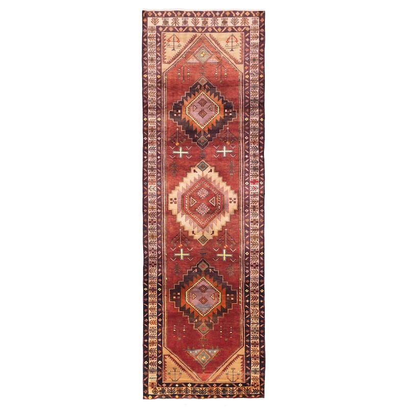 ECARPETGALLERY Hand-knotted Konya Anatolian Dark Red Wool Rug - 3'7 x 11'11