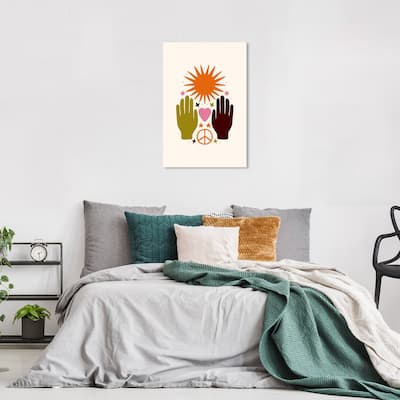 Wynwood Studio Canvas Symbols and Objects Retro Couple Power Orange and Dark Orange Modern & Contemporary Wall Art Canvas Print
