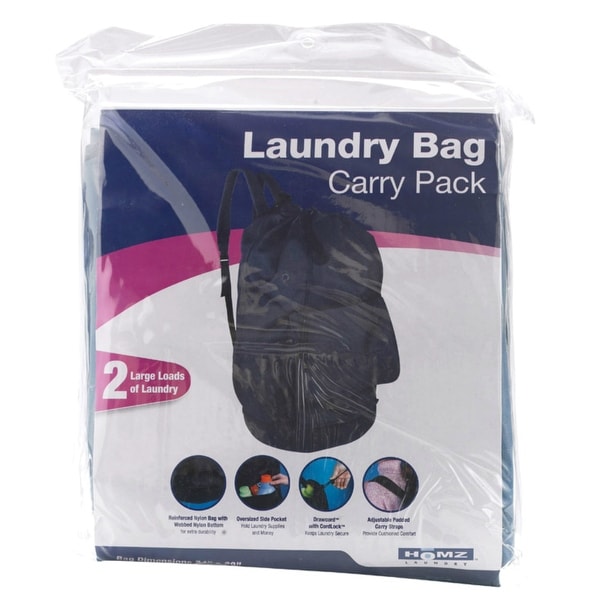 Homz 1220225 Back Pack Laundry Bag, 24" x 29", Assorted