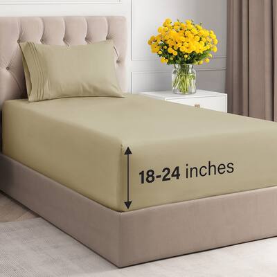 CGK Linens 4 Piece Solid Microfiber Extra Deep Pocket Bed Sheet Set
