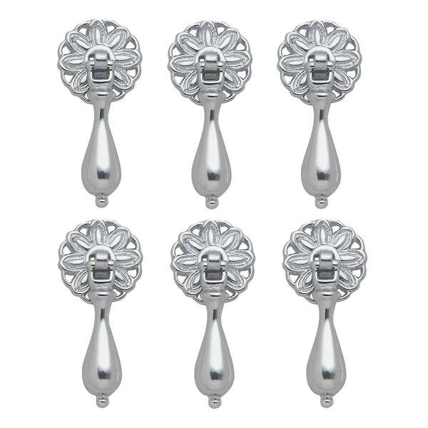 Shop 6 Cabinet Pulls Chrome Daisy Teardrop 2 3 4 Free Shipping