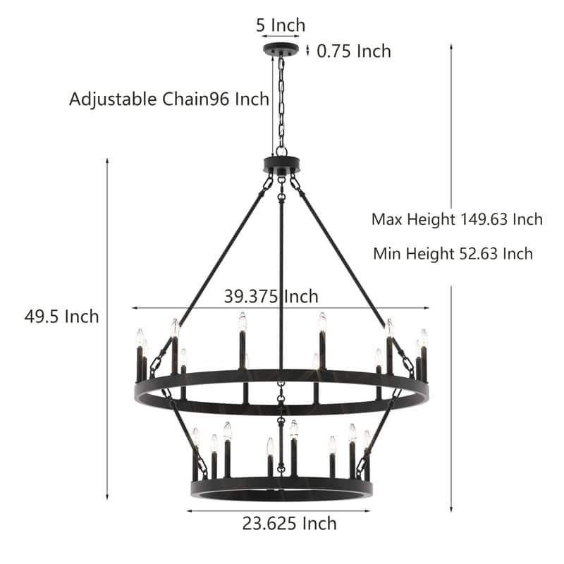 Acroma 20-light Modern Farmhouse 40In Round Wagon Wheel Chandelier with UL