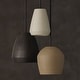 preview thumbnail 4 of 2, 12.5" W x 14" H 1-Light Handcrafted Terracotta Pendant with Matte Black - 13"W x 13.75"H