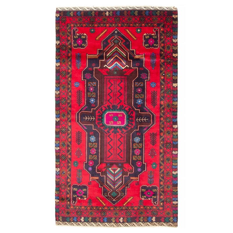 ECARPETGALLERY Hand-knotted Teimani Red Wool Rug - 3'8 x 6'7 - 3'8 x 6'7 - Red
