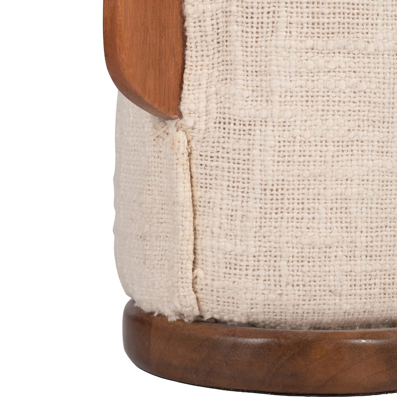 Sagebrook Home Neutral Textured Natural 24" Omix Fabric Lamp With Wood, Ivory, Cylinder - 13" x 13" x 24"