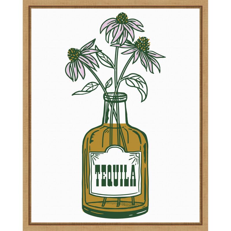 Tequila Potted Florals by The Whiskey Ginger Framed Canvas Wall Art Print