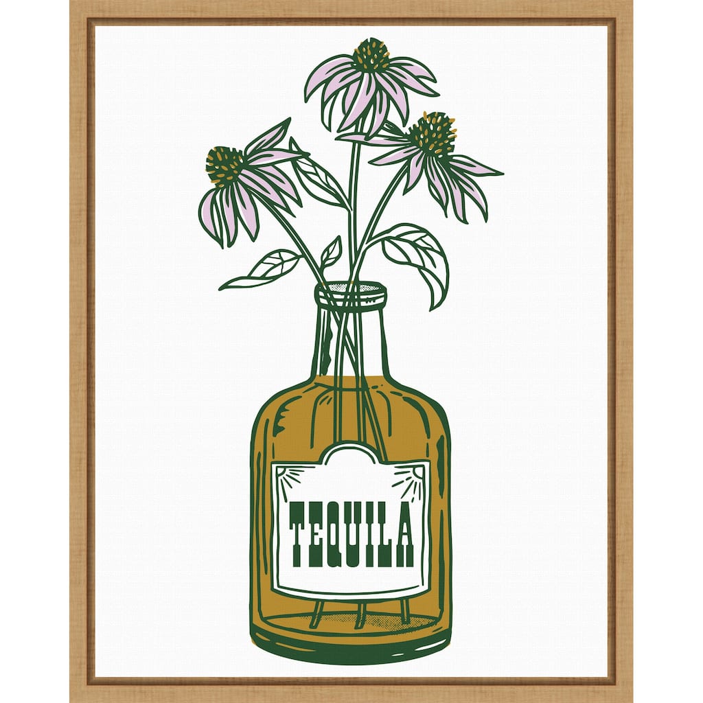 Tequila Potted Florals by The Whiskey Ginger Framed Canvas Wall Art Print