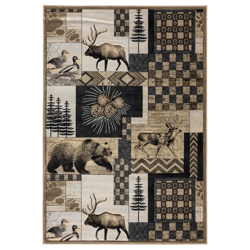 Wildlife Collection Area Rug - 2'1'' X 3'3'' - Beige/Dark Grey
