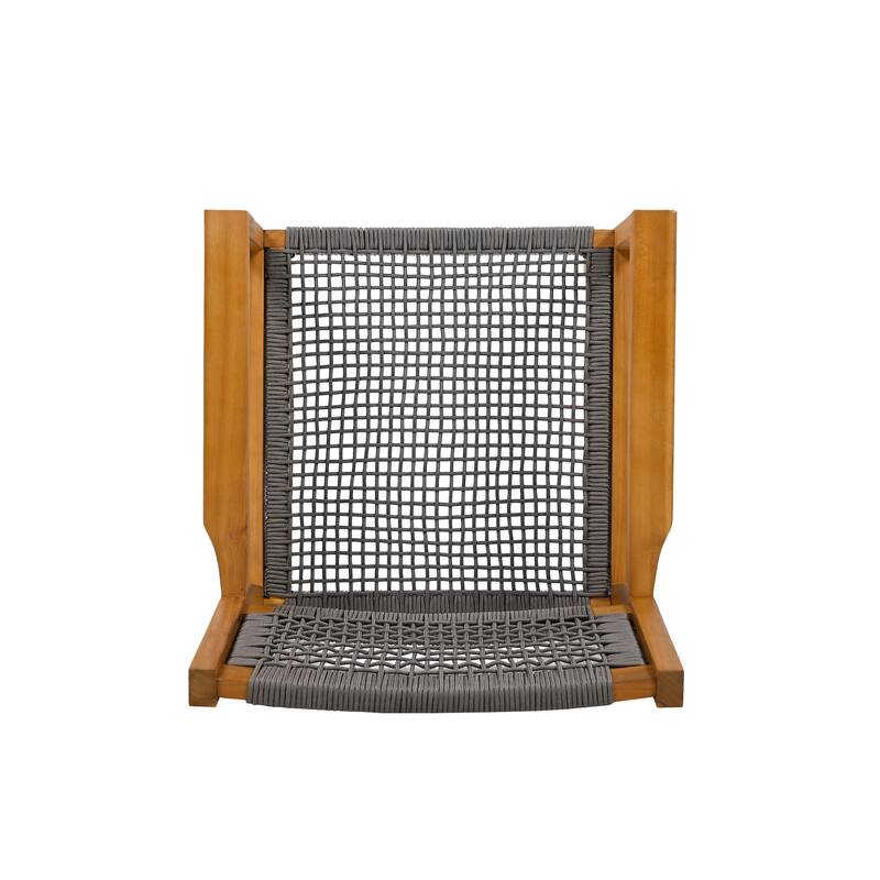 Modern Set of 2 Dining Chairs with Rope-Woven Seat Backrest, Solid Wood Frame for Dining Room Living Room Café and Pub