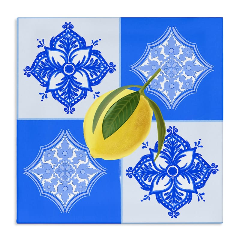 Stupell Lemon over Geometric Tiles Canvas Wall Art Design By Ashley Singleton - 30 x 30