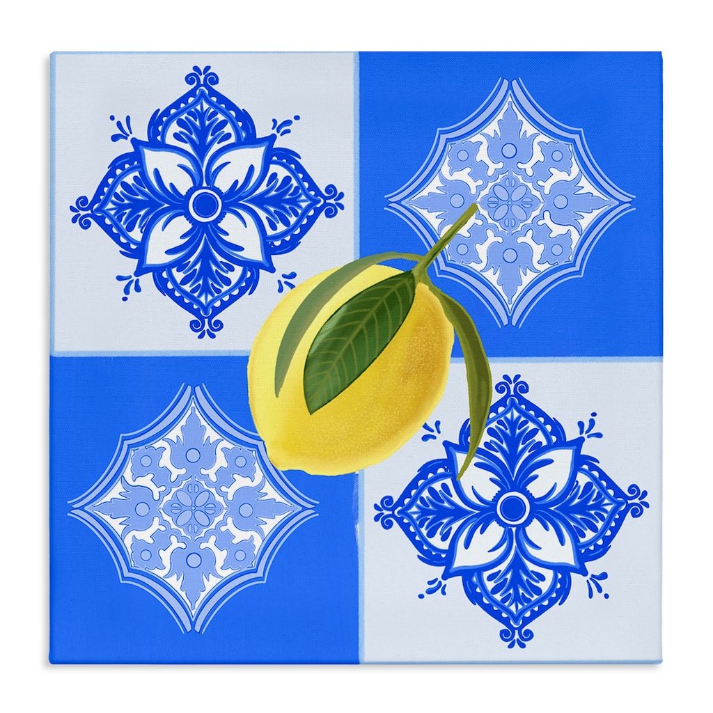 Stupell Lemon over Geometric Tiles Canvas Wall Art Design By Ashley Singleton