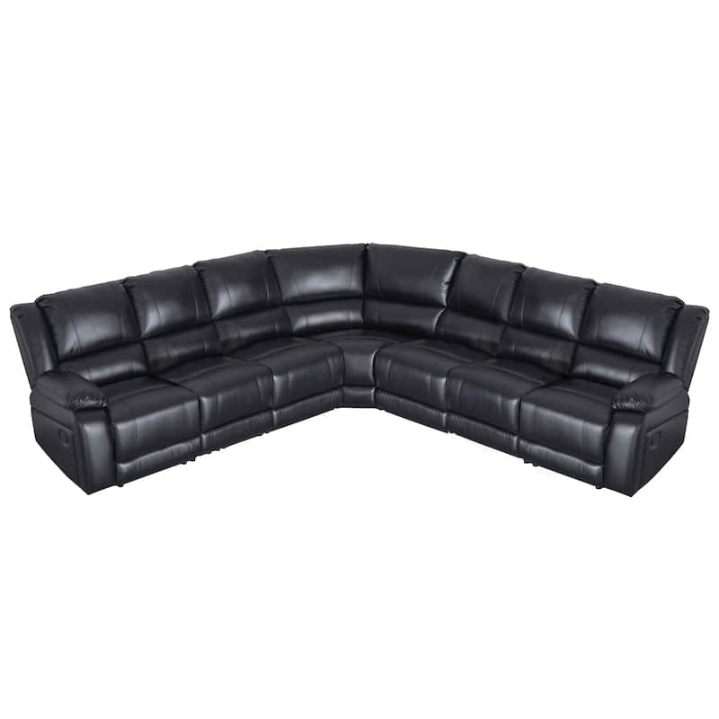 129''W 7-Seat Faux Leather Manual Recliner Large Sectional Reclining Sofa