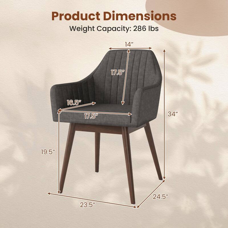 Gymax Set of 4 Dining Chairs Upholstered Kitchen Table Chairs w/ Solid
