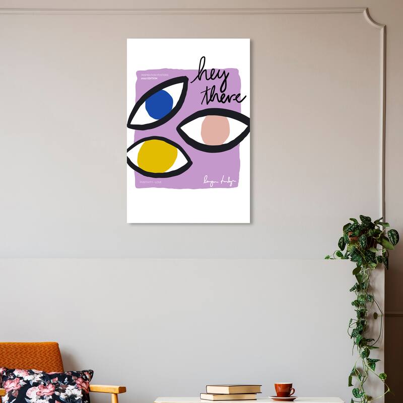 Wynwood Studio Canvas Fashion and Glam Hey there Purple and Light Purple Modern & Contemporary Wall Art Canvas Print - 20 x 30
