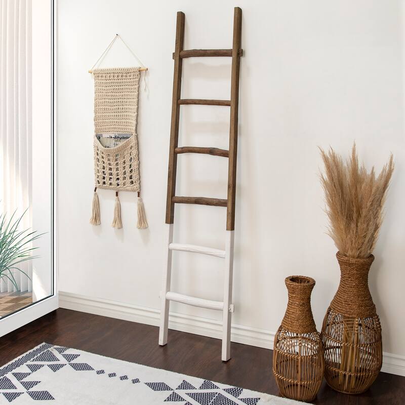 Sagebrook Home Rustic 6ft Tall Blanket Ladder, Decorative Freestanding Ladder For Storage - 19" x 2" x 76"
