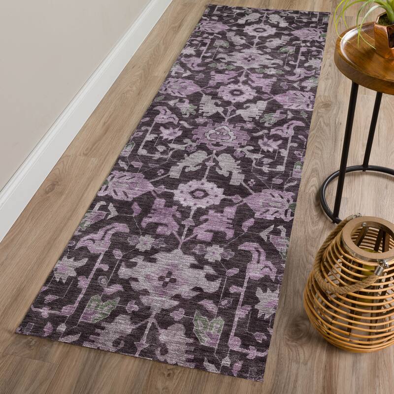 Machine Washable Indoor/ Outdoor Casual Traditional Chantille Rug