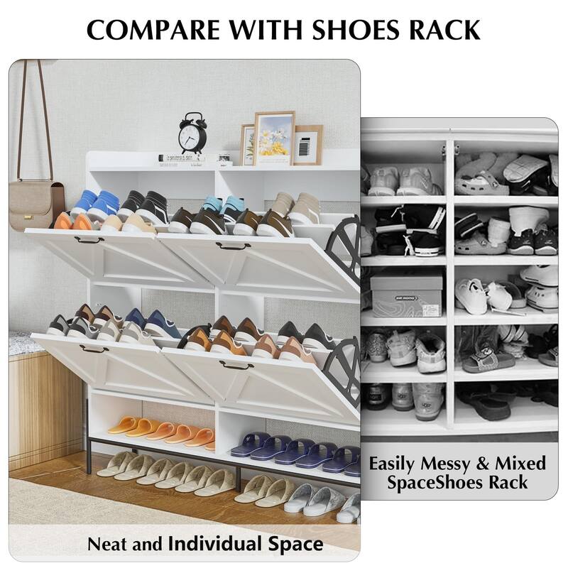 Shoe Cabinet with 4 Flip Drawers,Freestanding Shoe Storage Cabinet Organizer for Entryway,Shoe Rack Cabinet,Dry
