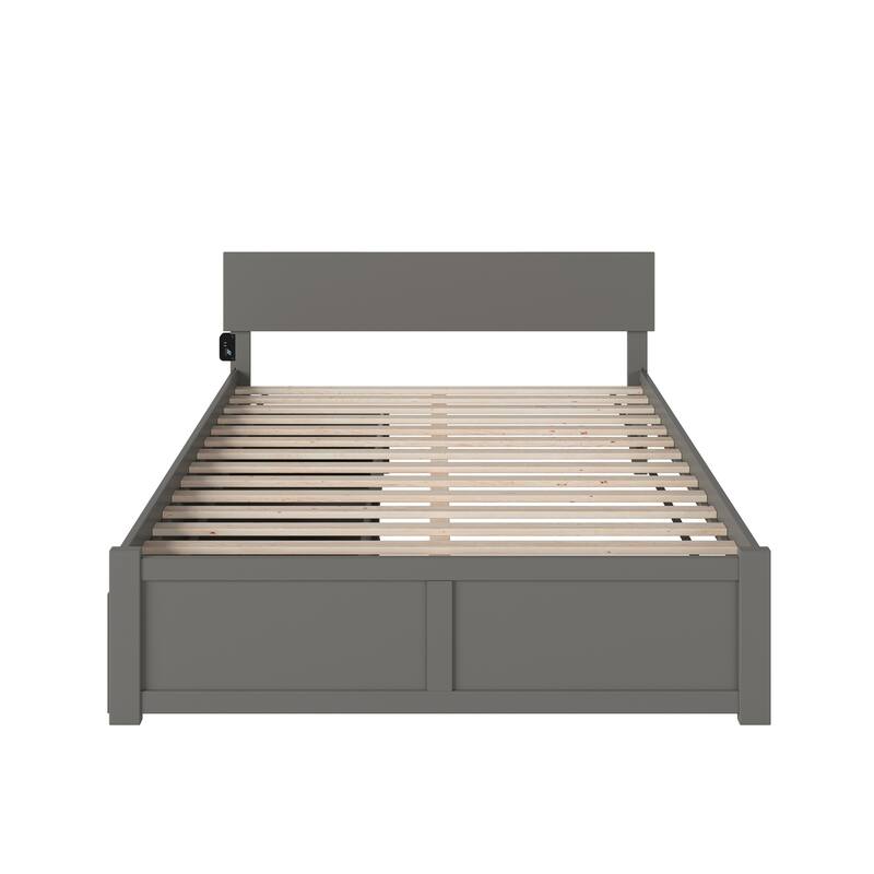 Orlando King Platform Bed with 2 Drawers in Grey