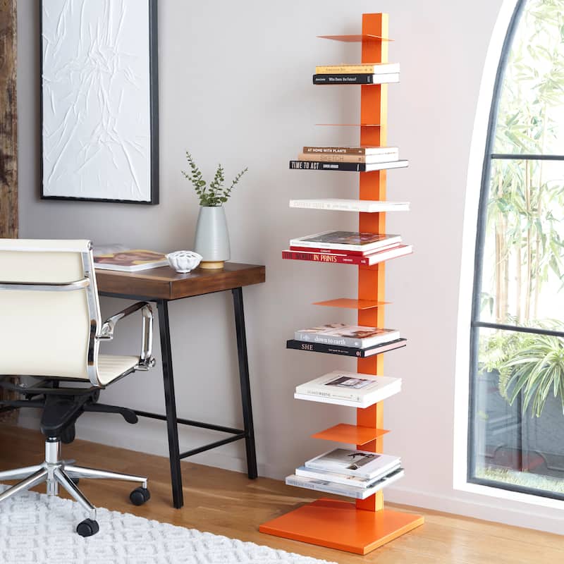 SEI Furniture Stewartby Spine Tower Shelf - 16"W x 16"D x 65"H - Orange