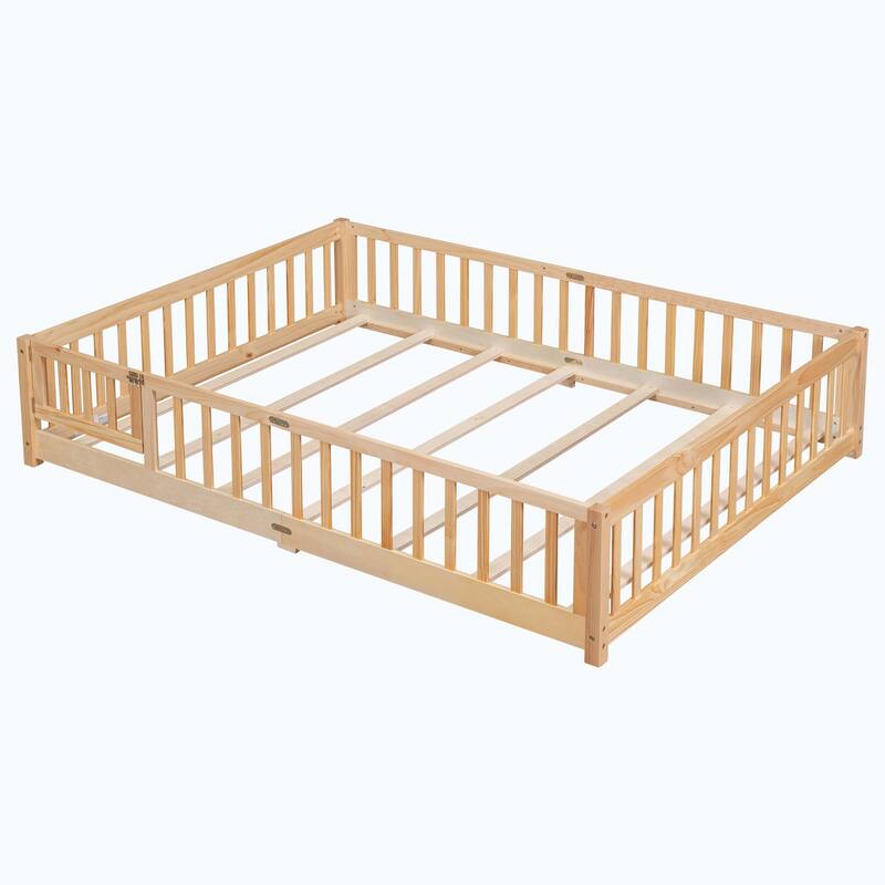 Durable Floor Platform Bed with Fence