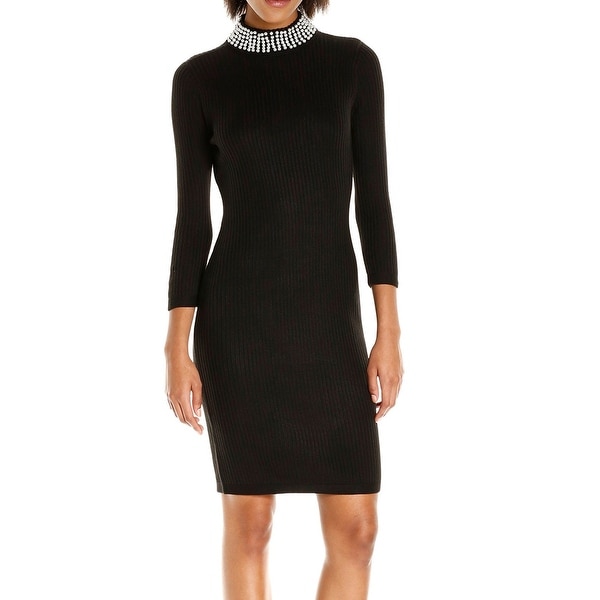 calvin klein black dress with pearl neckline