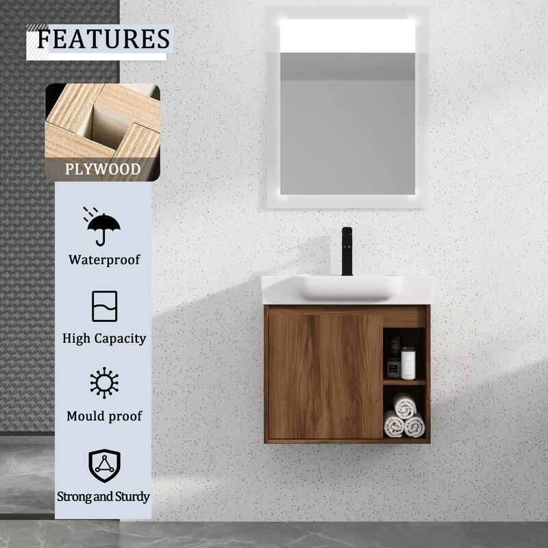 24'' Wall-Mounted Bathroom Vanity with Ceramic Sink