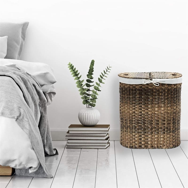 Premium Handwoven Portable Laundry Bin Basket with Carrying Handles