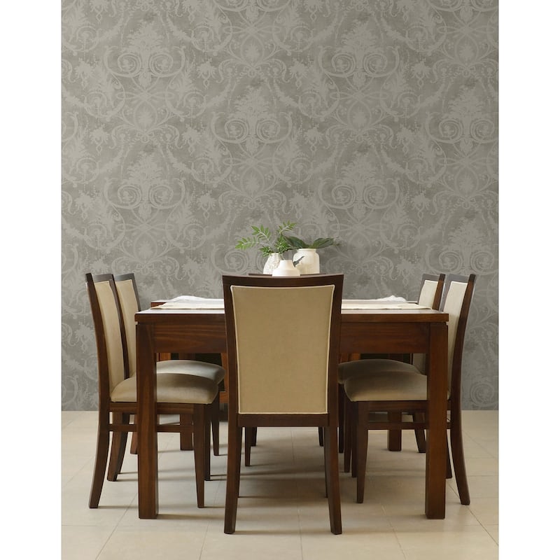 Seabrook Designs Melina Damask Silhouette Unpasted Wallpaper