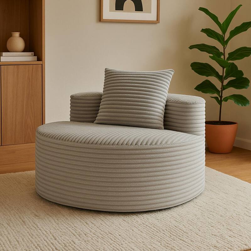 Corduroy Fabric Compressed Sofa:Moon Bay,No Assembly Required - Smoke Grey
