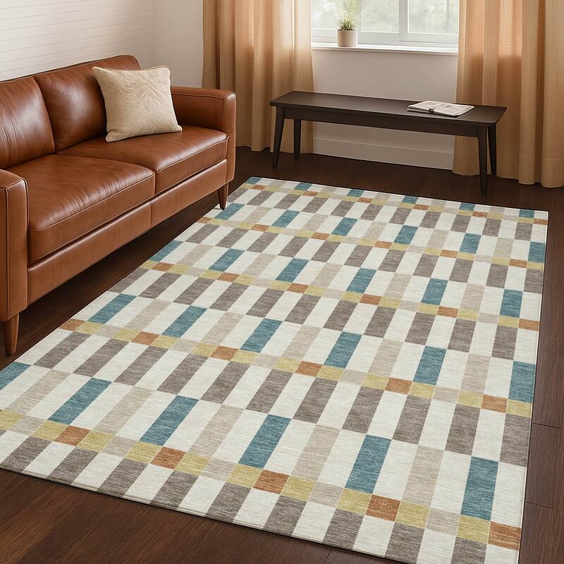 Machine Washable Indoor/ Outdoor Modern Chanute Chantille Rug