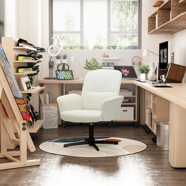 Homy Casa Bouclé Office Desk Chair with Armrest No Wheels